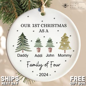 Family of Four Ornament, Personalized Family of Four Christmas Ornament Gifts First Christmas as a Family of 4 Christmas Ornament Keepsake