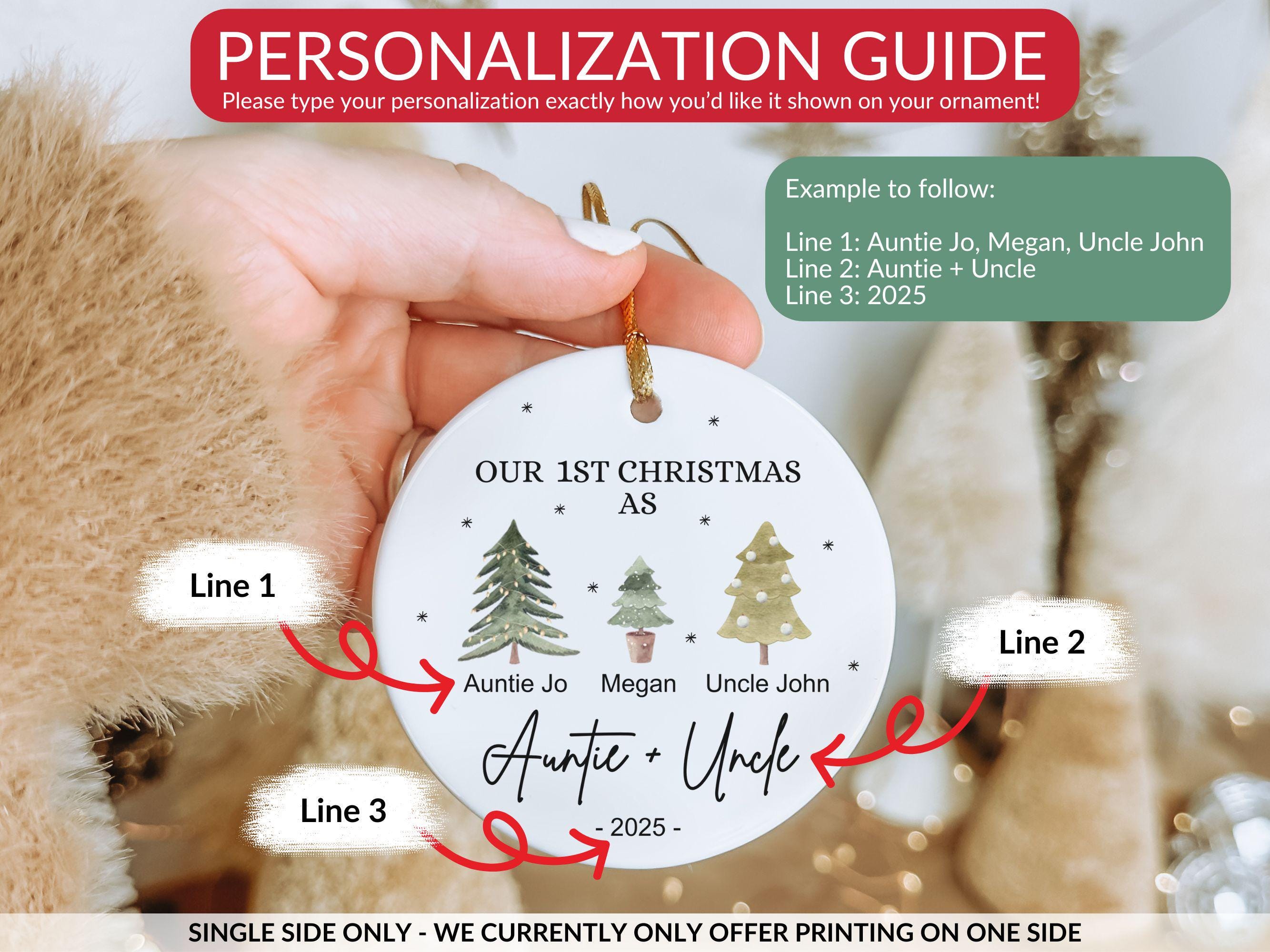 New Auntie and Uncle Ornament, Personalized Auntie Uncle First ...