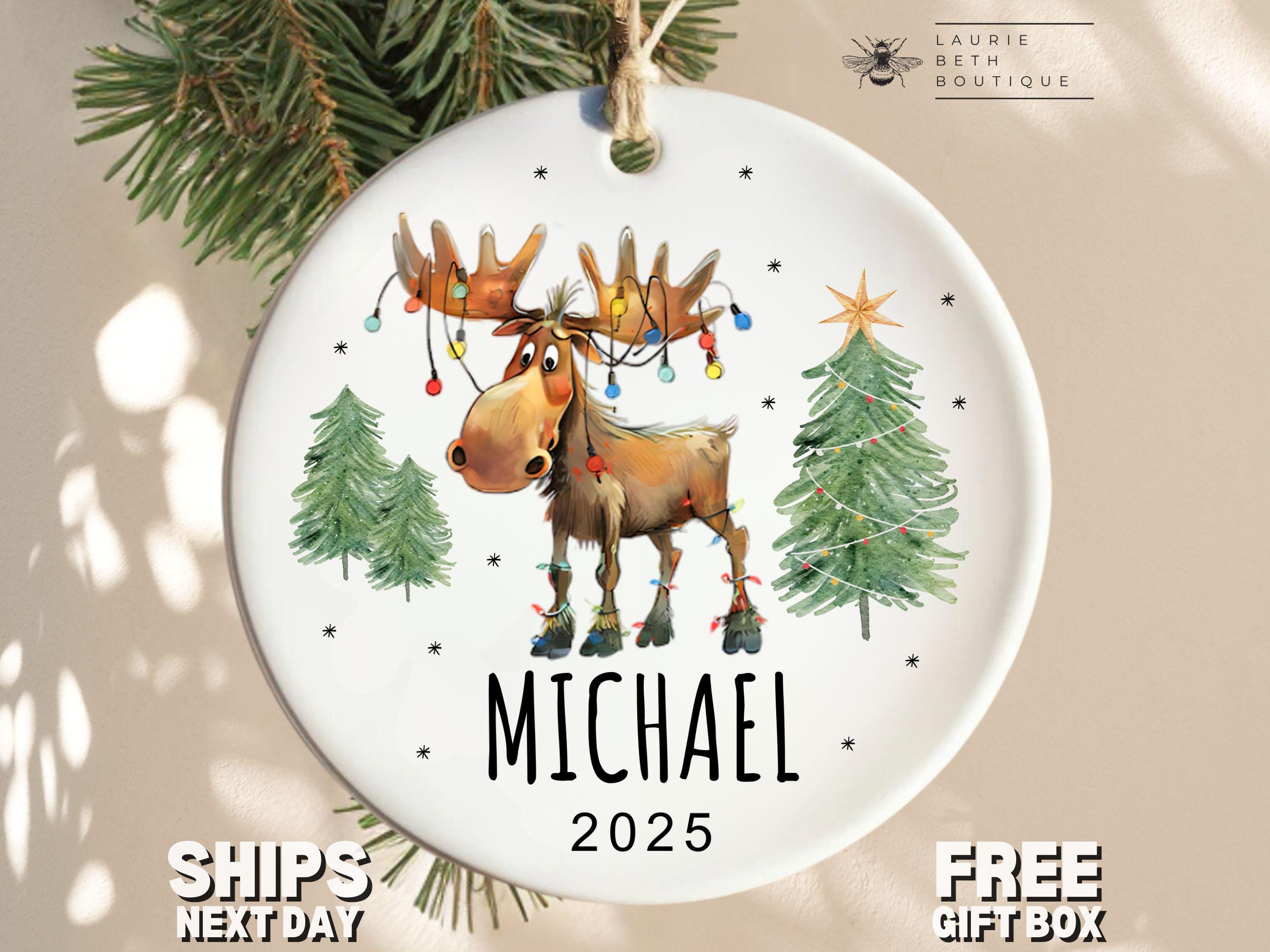 Kid's Christmas Ornament, Personalized Name Ornament for Kid Christmas Ornament Gift Christmas Ornament Keepsake Moose Christmas Ornament