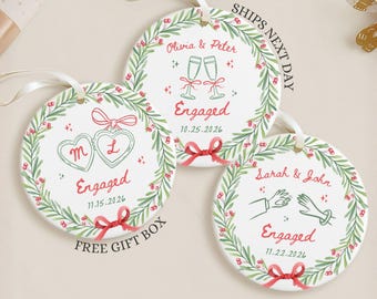 Custom Engagement Ornament, Personalized Engaged Ornament Gifts for Engaged Couple Engagement Gifts Engagement Christmas Ornament Keepsake
