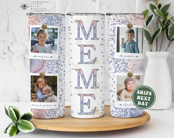 Meme Tumbler with Pictures, Custom Meme Tumbler Cup Grandkids Names Photos Personalized Mother's Day Gifts for Grandma Birthday Gift Mug