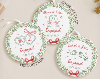 Custom Engagement Ornament, Personalized Engaged Ornament Gifts for Engaged Couple Engagement Gifts Engagement Christmas Ornament Keepsake