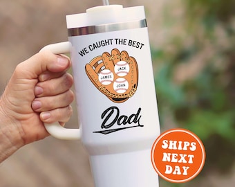 Custom Baseball Dad Tumbler, Personalized Baseball Dad 40oz Tumbler Gifts for Baseball Dad Father's Day Gift for Baseball Dad Travel Mug