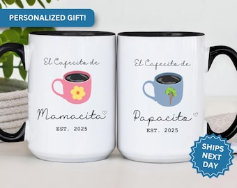 Custom Mamacita Papacito Mug, Personalized New Mama and New Papa Coffee Mug Gift for New Parents Baby Announcement Mug for Mama Papa to be