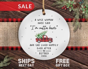 Retired Christmas Ornament, Personalized Funny Retirement Christmas Ornament Gifts for Retiree Retirement Party Gifts for Coworker Retiring