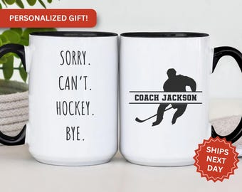Customized Hockey Coach Mug, Personalized Hockey Coach Mug Gifts Custom Coffee Cup for Hockey Coach Hockey Trainer Mug Gift for Hockey Coach