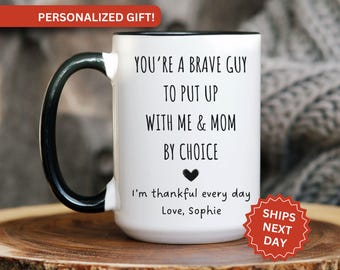 Personalized Stepdad Mug, Custom Thank You Step Dad Coffee Cup Gift for Father's Day Mug for Bonus Dad Gift from Step Kid Thank You Step Dad