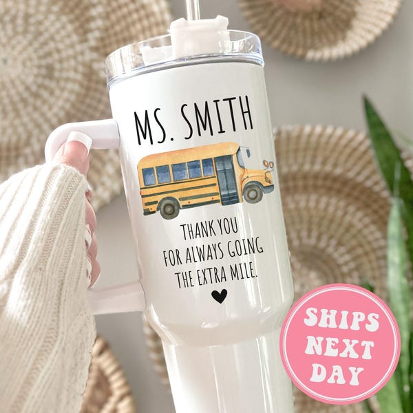Bus Driver Tumbler, Bus Driver 40oz Tumbler with Handle Gifts for Bus Driver Appreciation Bus Driver Thank You Gift Bus Driver Travel Mug