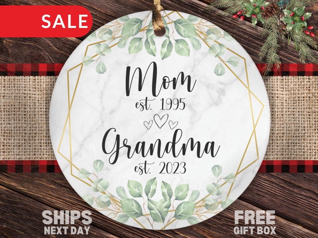 Personalized Grandma Christmas Ornament, Custom New Grandma to Be Mom