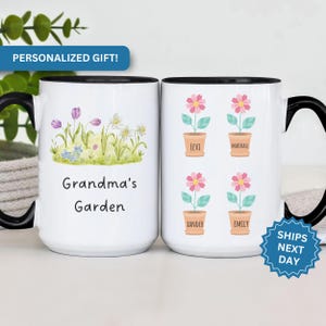 Personalized Grandma&#39;s Garden Mug, Custom Floral Mug Gifts for Grandma with Custom Grandkids&#39; Names for Mother&#39;s Day gift Grandma&#39;s Garden