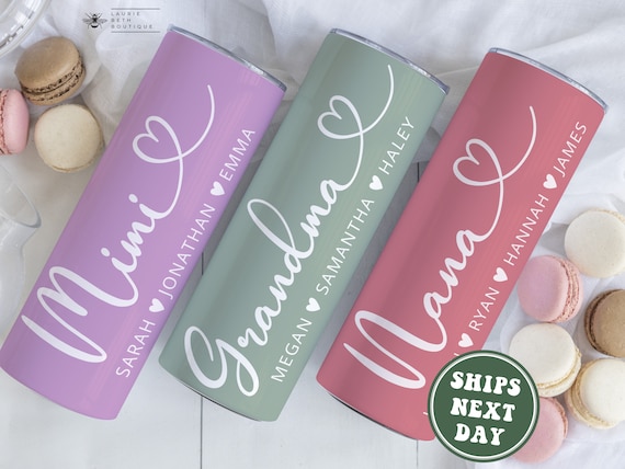 Personalized Grandma Tumbler, Custom Grandma Tumbler Grandkids Names Mother's Day Gift for Grandma Mimi Nana Gigi Grammy Grandchildren Mug