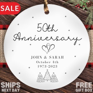 Personalized Anniversary Ornament, Custom Wedding Anniversary Christmas Ornament Gifts for Milestone Wedding Anniversary Party Couple Gifts