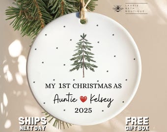 Adorno de tía personalizado: Adorno navideño personalizado para tía nueva