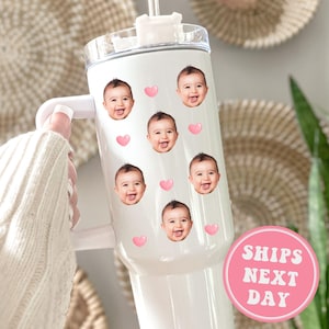 Baby Face Tumbler, Custom Baby Photo 40oz Tumbler with Handle Gifts for Mom for Mother's Day Custom Photo Travel Mug Custom Photo Cup Gift