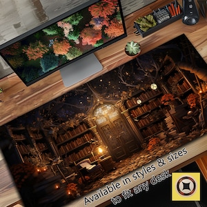 Dark Academia Deskmat, Witchy Mousepad, Enchanted Library Mat, Computer Gaming Desk Mat, Laptop Mat, Mystic Keyboard Pad