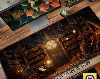 Dark Academia Deskmat, Witchy Mousepad, Enchanted Library Mat, Computer Gaming Desk Mat, Laptop Mat, Mystic Keyboard Pad
