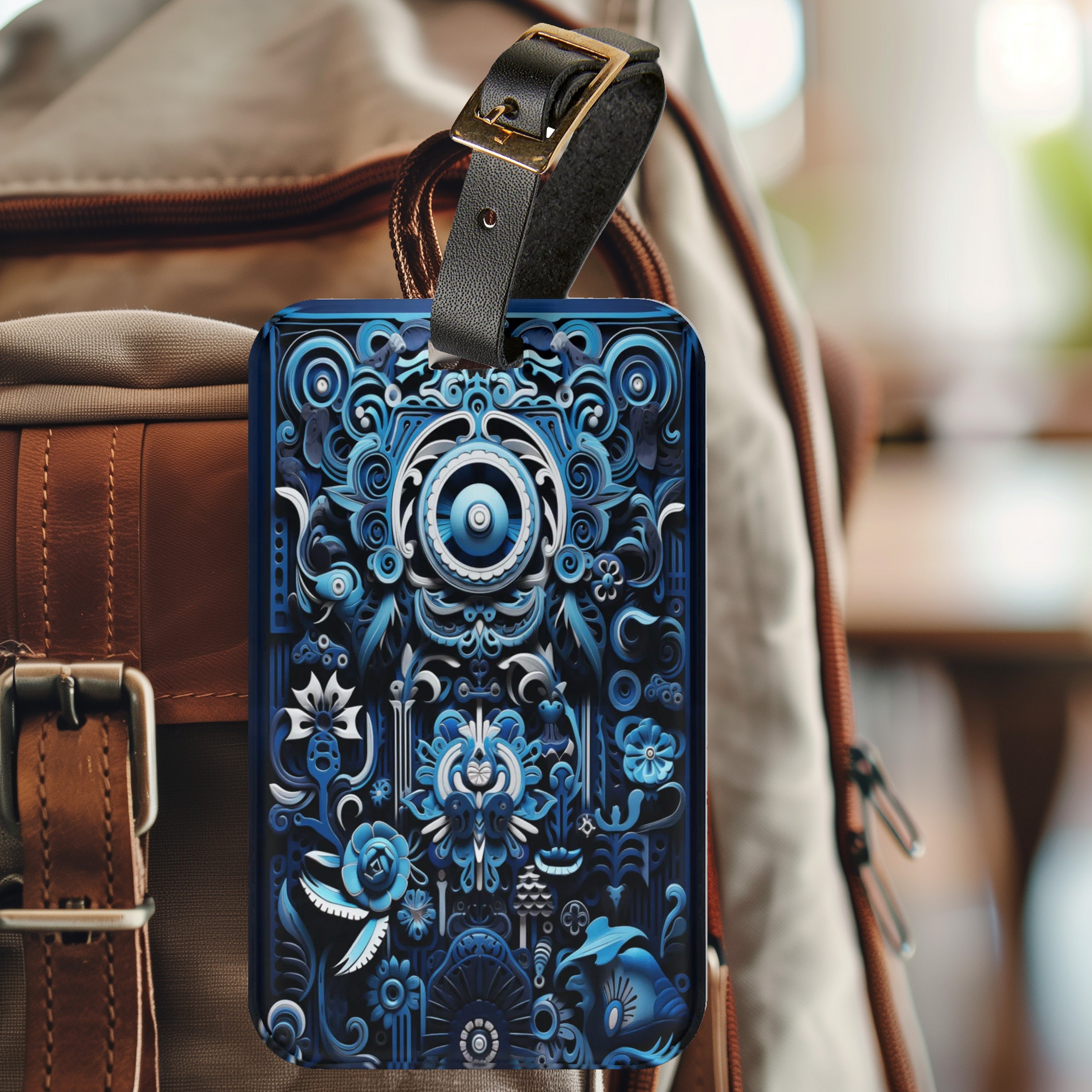 Royal Mayan Blue Abstract Art Luggage Tag