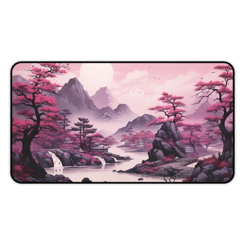 Decorazione da scrivania giapponese rosa da sogno, tappetino da scrivania per giochi, decorazione da scrivania giapponese, tappetino da scrivania giapponese, tappetini per mouse, tappetino da scrivania in neoprene, tappetino per mouse Ukiyo-e immagine 7