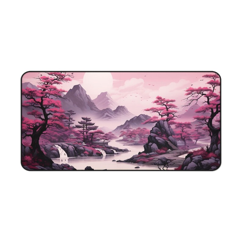 Decorazione da scrivania giapponese rosa da sogno, tappetino da scrivania per giochi, decorazione da scrivania giapponese, tappetino da scrivania giapponese, tappetini per mouse, tappetino da scrivania in neoprene, tappetino per mouse Ukiyo-e immagine 4