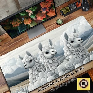 Kawaii Cute Cloud Llamas Oversized Mouse Pad - Gift for Daughter - Gift For Wife - Gift for Her - Kawaii Mousepad XL - Kawaii Desk Mat