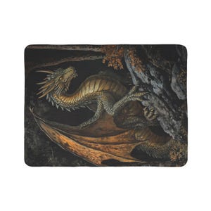 Coperta in pile morbido con drago della foresta medievale - Coperta full size, grande coperta da tiro, coperta da giocatore fantasy, regali DND, regali TCG immagine 5