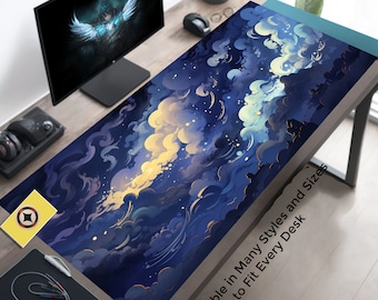 Pastel Mouse Pad, Blue Desk Mat, Kawaii Mouse Pad, Sky Desk Pad, Aesthetic Mousepad, Cute Desk Decor, Clouds Deskmat, Office Gifts XL XXL