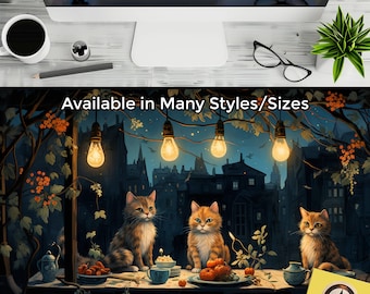 Cat Cafe, Cat Office Decor, Kitty Desk Decor, Cat Mouse Pad, Cat Mousepad, Cat Desk Mat