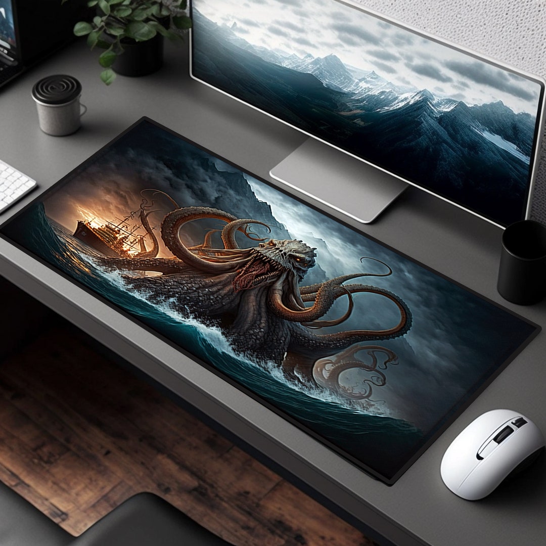 Gaming Mousepad XL the Kraken Gaming Desk Mat Gaming Mouse Etsy