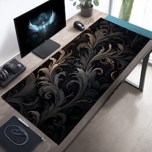 Gothic Swirl Art Schreibtischmatte, Goth Schreibtischunterlage, Gothic Büro Deko, Gothic Schreibtischzubehör, Gothic Girl Geschenk, Jugendstil Schreibtischmatte, Art Deco Mousepad