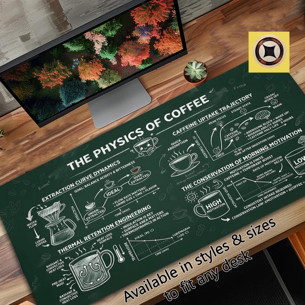 The Physics of Coffee Desk Mat Mousepad XL