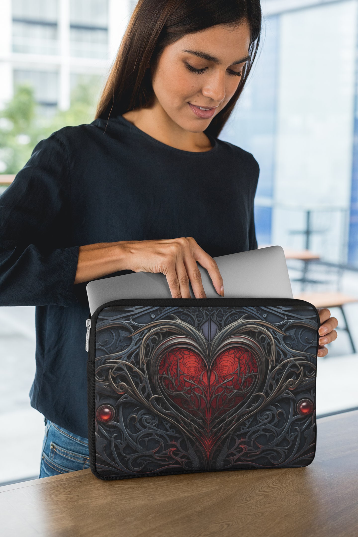 Gothic Heart Laptop Sleeve, Goth iPad Sleeve, Gothic Tablet Case, Goth Gifts, Goth Tech Gifts