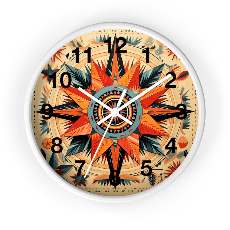 Startburst Wall Clock, Native American Style Art, Unique Wall Clock, Southwestern Wall Clock, Southwest Round Wall Clock image 4