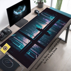 Fireworks Black Cat Gaming Desk Pad Gamer Mouse Pad Anime Mousepad XL Lofi Desk Mat Cyberpunk Desk Decor Neon Red Keyboard Pad Etsy