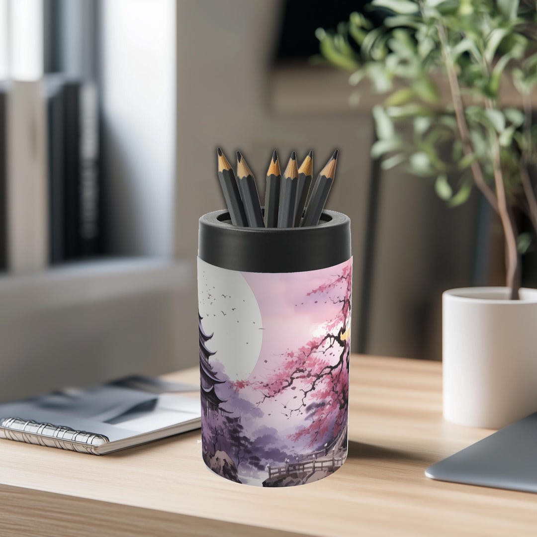 Blossom Temple at Dusk - Japanese Desk Decor - Japanese Art Pencil ...