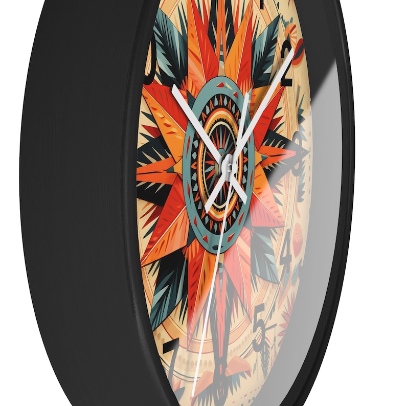 Startburst Wall Clock, Native American Style Art, Unique Wall Clock, Southwestern Wall Clock, Southwest Round Wall Clock image 6