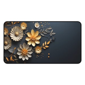 Japanese Desk Mat, Black & Gold Mousepad, Japan Large XXL Gaming Deskmat mouse pad lofi desk pad cute desk decor image 6