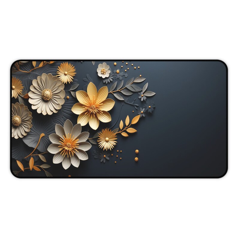 Japanese Desk Mat, Black & Gold Mousepad, Japan Large XXL Gaming Deskmat mouse pad lofi desk pad cute desk decor image 6