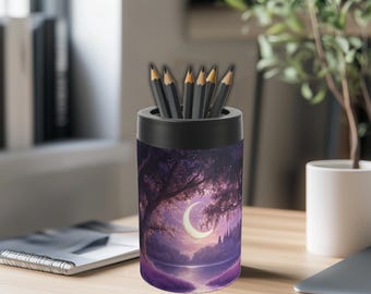 Unique Artful Pencil Holder - Magical Purple Forest Fantasy Desk Decor - Pen Holder for Fantasy Lovers - Desk Accessory - Desk Storage