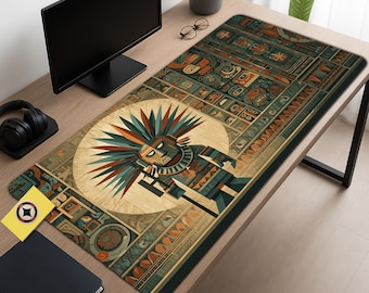 Aztec Temple Guard Desk Mat - Gaming Large Mouse Pad