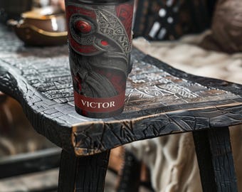 Personalized Viking Raven Inspired 20oz Insulated Stainless Steel Travel Mug - Viking Gifts - Gift for Gamer - Gift for Him