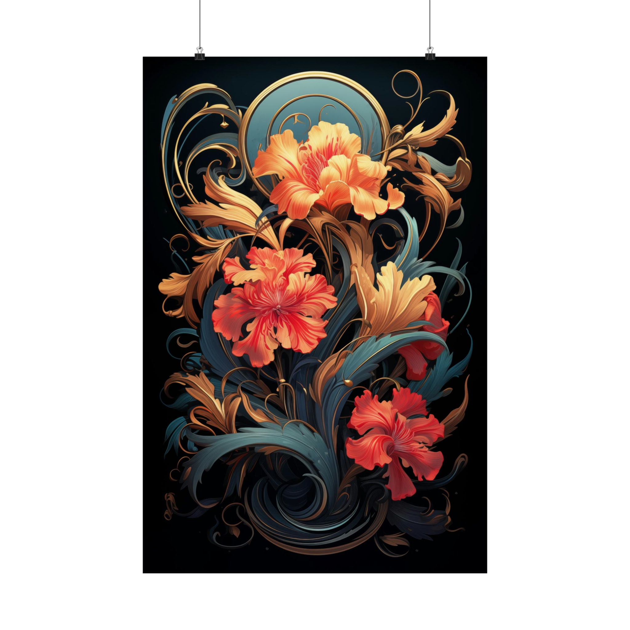 Art Nouveau Flowers Poster, Art Nouveau Wall Art, Art