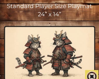 Vintage Style Japanese Samurai Cats Gaming Desk Pad Mousepad XL