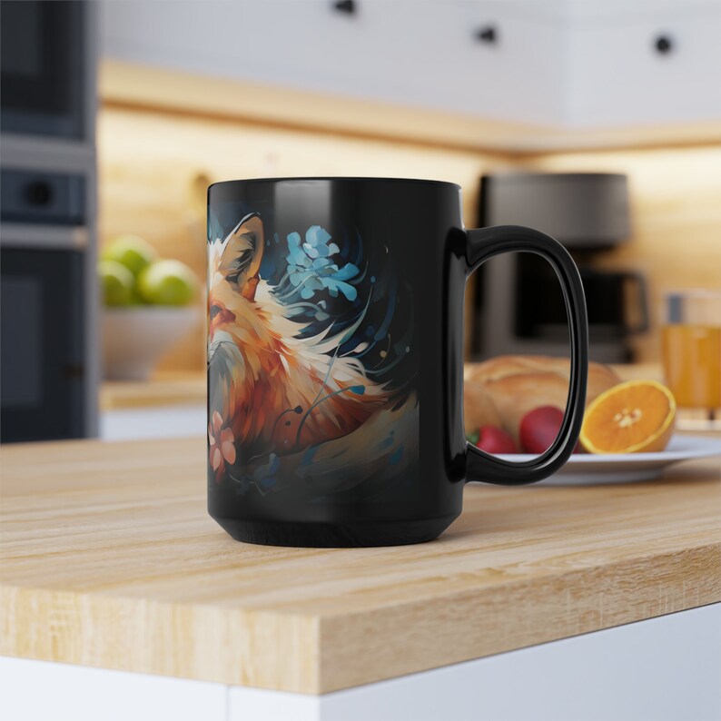 Japanese Fox Mug, 15oz Coffee Mug, Japan Fox Art Mug, Nature Cup, Fox Decor, Japanese Coffee Mug image 5