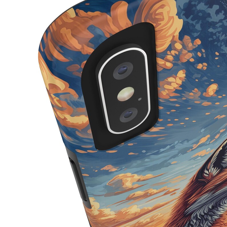 Custodia rigida per iPhone con motivo a volpe rossa, primavera e mattina in montagna, con scocca in policarbonato e rivestimento in gomma per iPhone 7 e versioni successive immagine 3
