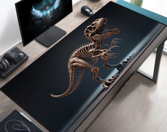 T-Rex Dinosaur Skeleton Desk Mat Cute, XL Mouse Pad, Large Desk Mat Pad, Gaming Desk Pad, Cute Mousepad, Aesthetic Desk Protector,