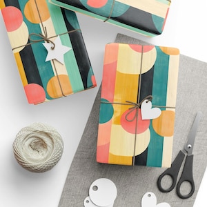 Playful Nostalgic Mid-Century Modern Wrapping Paper - Gift Wrap for Kids Birthday and Other Party Gift Giving Opportunities - MCM Gift Wrap