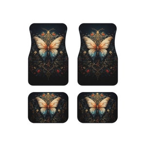 Art Nouveau Moth Car Mat Set, 4 Car Floor Mats, Car Floor Mat, Colorful Car Mat, Goth Car Mats, Cute Car Floor Mat