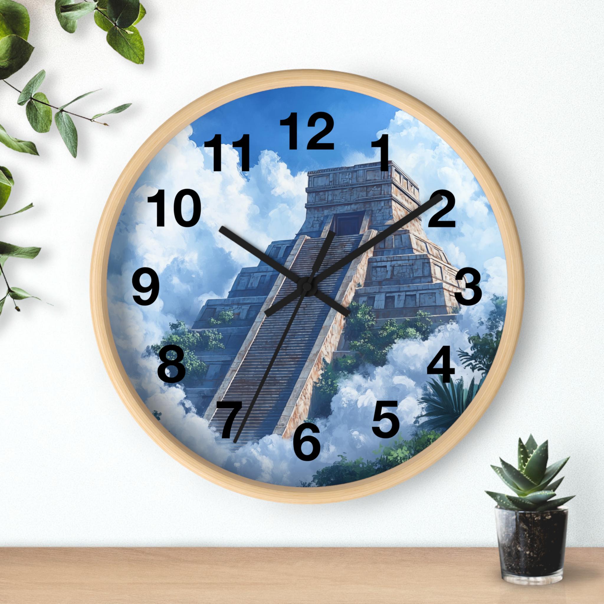 Anime Aztec Pyramid Round Wall Clock, 10-Inch