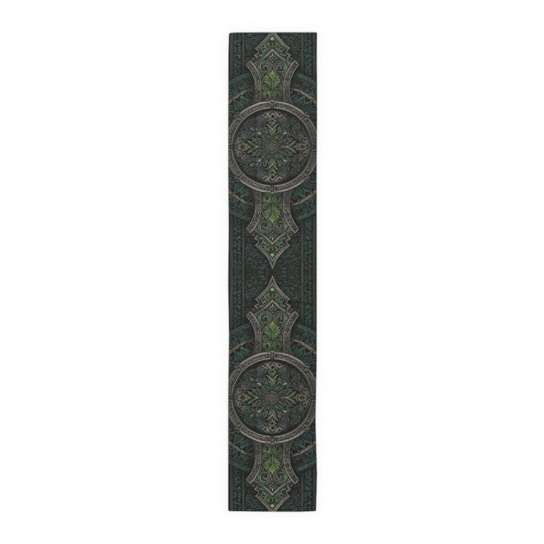 Celtic Green Patterned Polyester Table Runner - 2 Size Options - Floral Art Dining Decor - Kitchen Accessory - Table Decor image 5