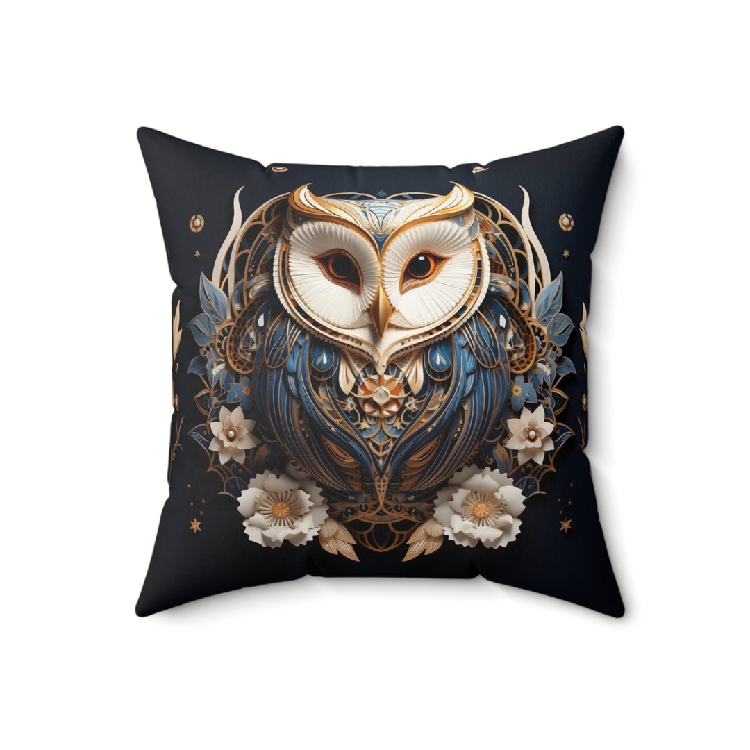 Art Deco Inspired Barn Owl Pillow Goth Throw Pillow Goth Etsy